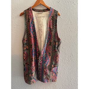 Vintage Chico's Design Aztec Print Long Vest Size 1